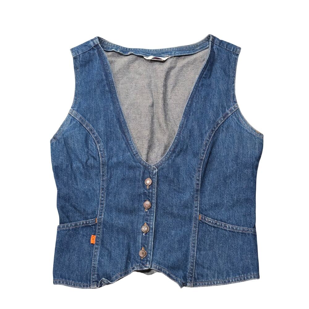 Vintage Levi's Orange Tab Denim Vest V-Neck Waistcoat Blue Jean